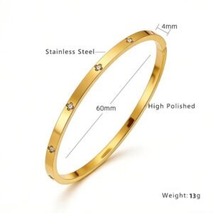 4mm Stainless Steel CZ Flower Bangle Wholesale