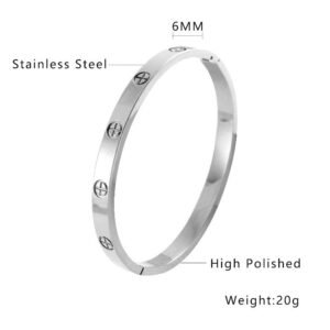 6mm 60mm Silver Stainless Steel Nail Bangle Wholesale