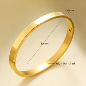 6mm Gold Stainless Steel Clover Bangle Wholesale