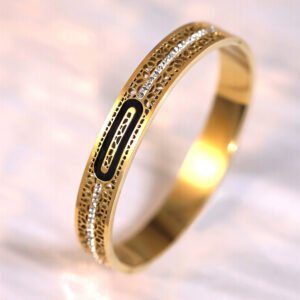 10mm Stainless Steel CZ Clover Bangle Wholesale