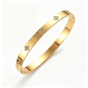 4mm Stainless Steel CZ Clover Flower Bangle Wholesale