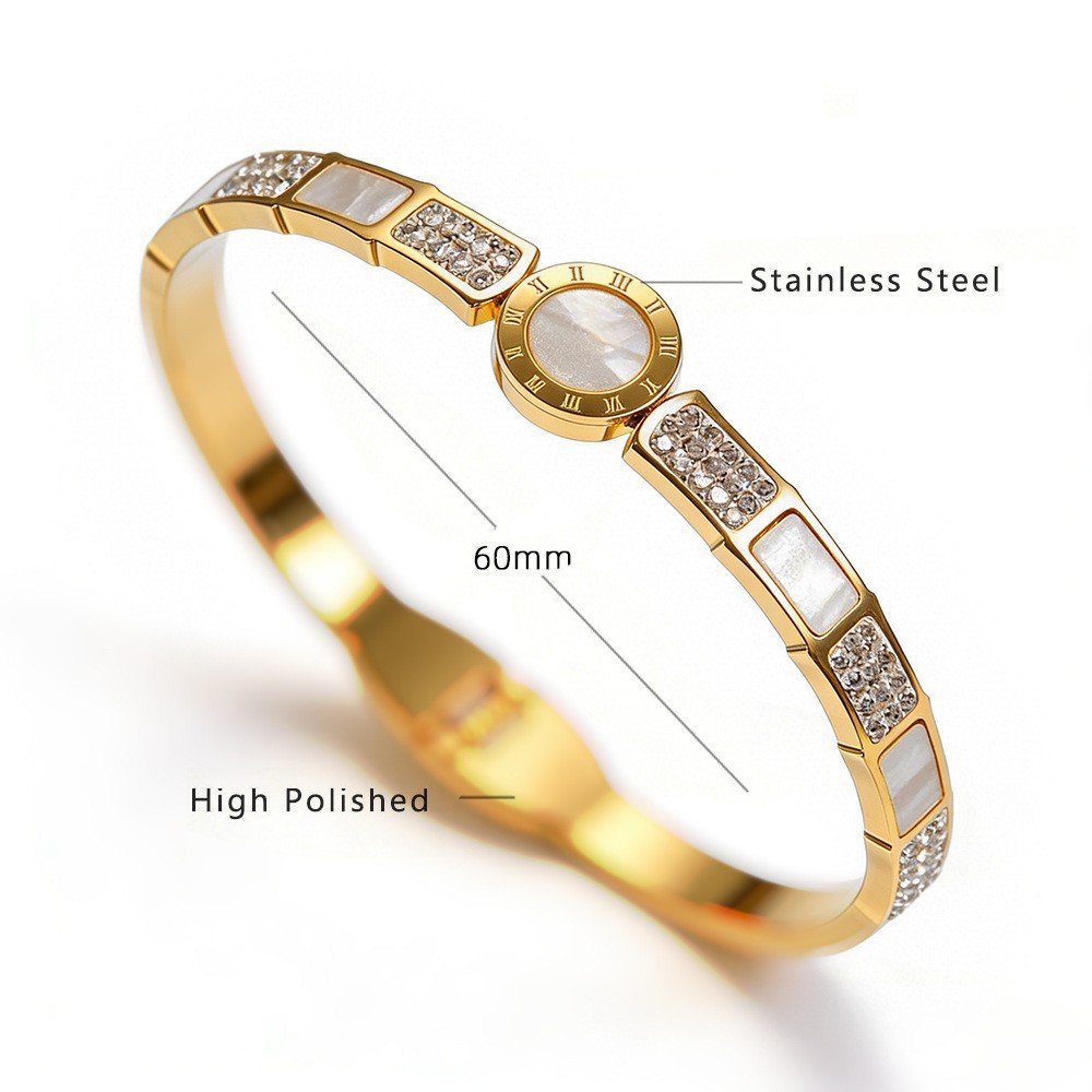 DUOMI Jewelry gold stainless steel snake chain cz bracelet