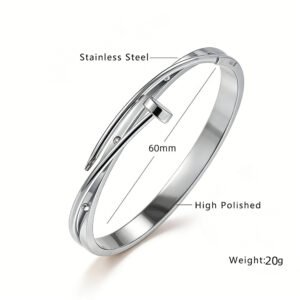 60mm Silver Stainless Steel Nail Bangle Wholesale