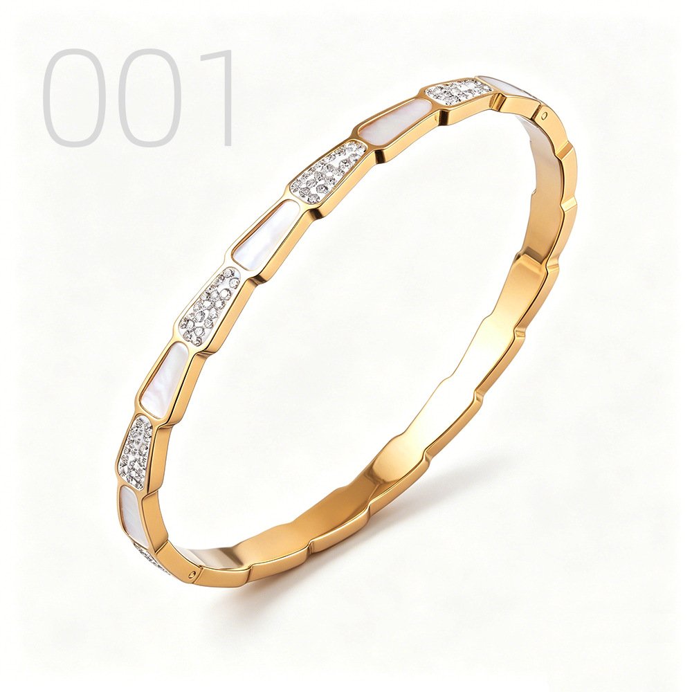 DUOMI Jewelry gold stainless steel snake chain cz bracelet