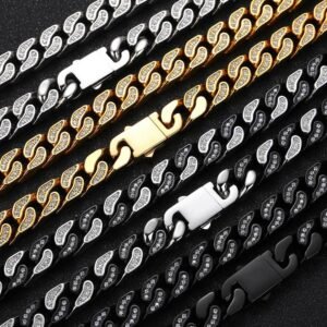 Wholesale Stainless Steel CZ Cuban Chain Hip Hop Bracelet - DMB0126
