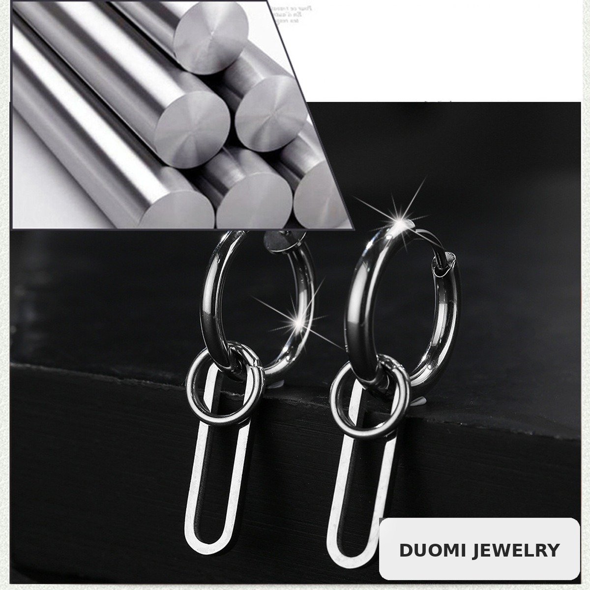 Wholesale Stainless Steel Hip Hop Earrings - DME0096