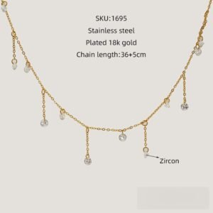 DUOMI Jewelry waterproof stainless steel cz necklace