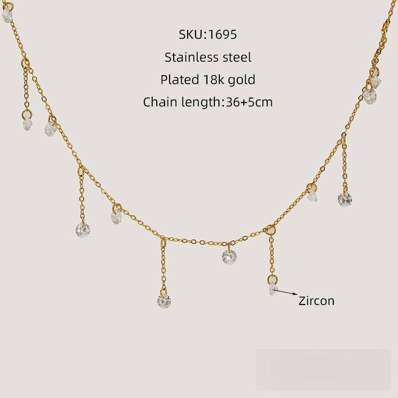 DUOMI Jewelry waterproof stainless steel cz necklace