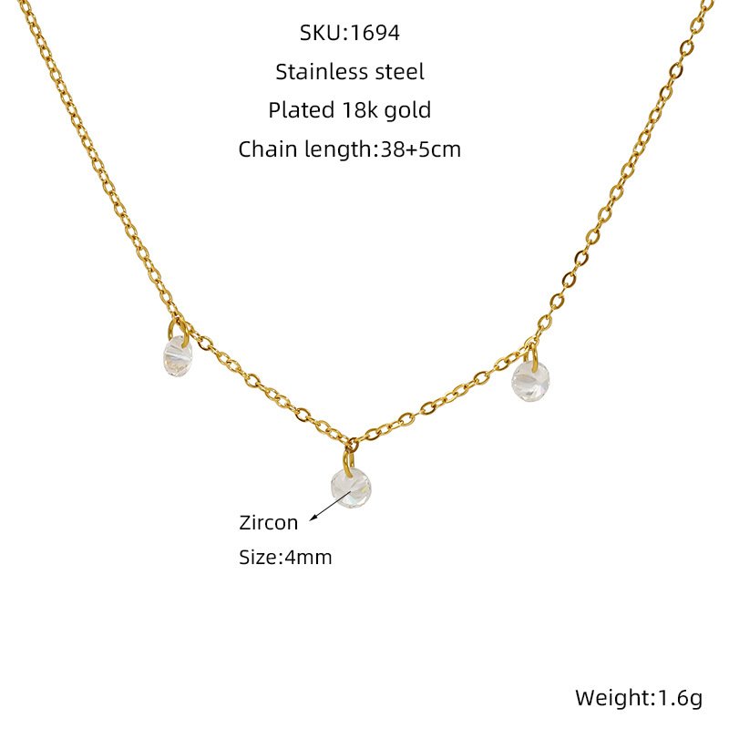 DUOMI Jewelry waterproof stainless steel cz necklace