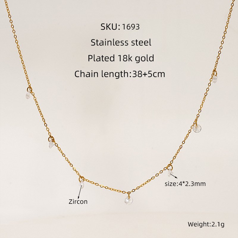 DUOMI Jewelry waterproof stainless steel cz necklace