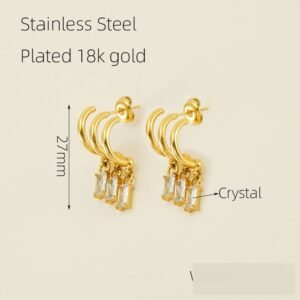 DUOMI Jewelry gold stainless steel cz earrings