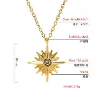 DUOMI Jewelry gold stainless steel cz necklace
