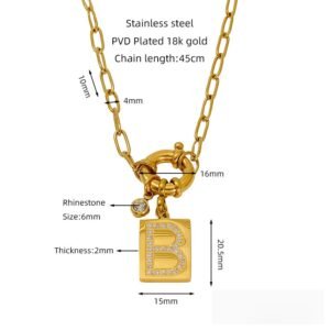 DUOMI Jewelry gold stainless steel cz necklace