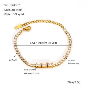DUOMI Jewelry waterproof stainless steel cz bracelet
