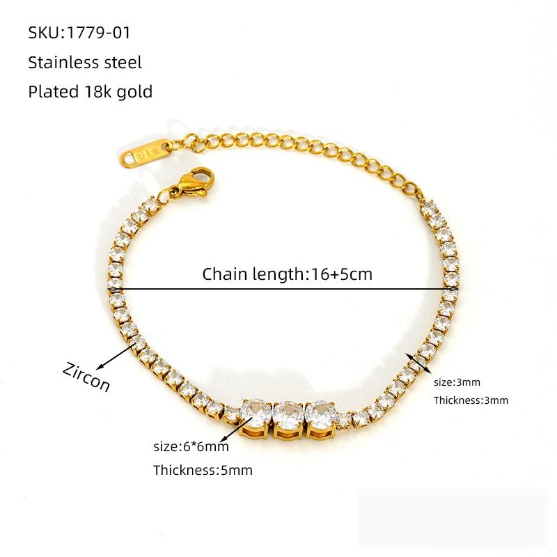 DUOMI Jewelry waterproof stainless steel cz bracelet