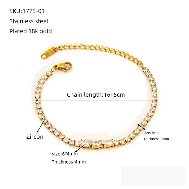 DUOMI Jewelry waterproof stainless steel cz bracelet
