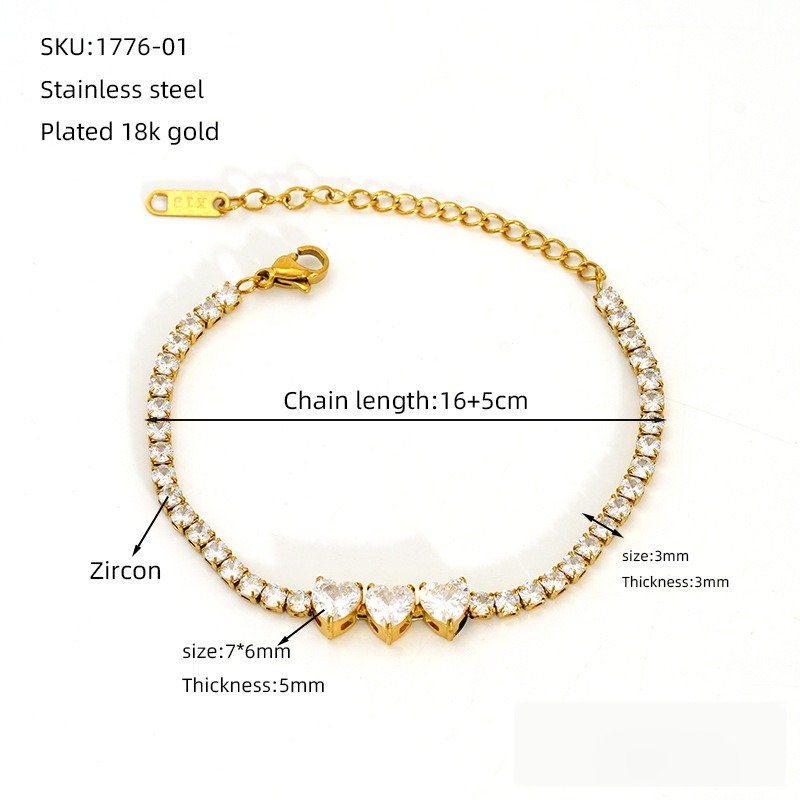 DUOMI Jewelry waterproof stainless steel cz bracelet