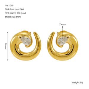 DUOMI Jewelry gold stainless steel cz earrings