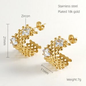 DUOMI Jewelry gold stainless steel cz earrings