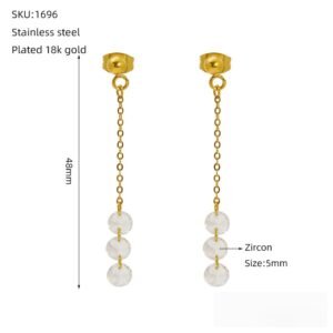 DUOMI Jewelry gold stainless steel cz earrings