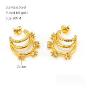 DUOMI Jewelry waterproof stainless steel cz earrings
