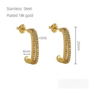 DUOMI Jewelry gold stainless steel cz earrings