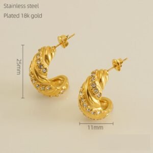 DUOMI Jewelry gold stainless steel cz earrings