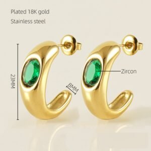 DUOMI Jewelry gold stainless steel cz earrings
