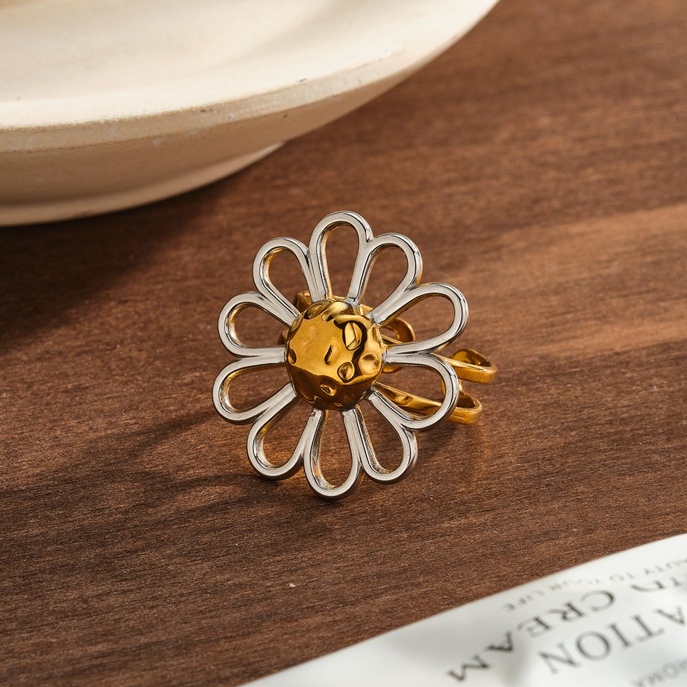 Stainless Steel Flower Minimalist Hollow Ring Wholesale product image