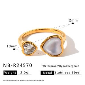 Stainless Steel CZ Heart Ring Wholesale product image