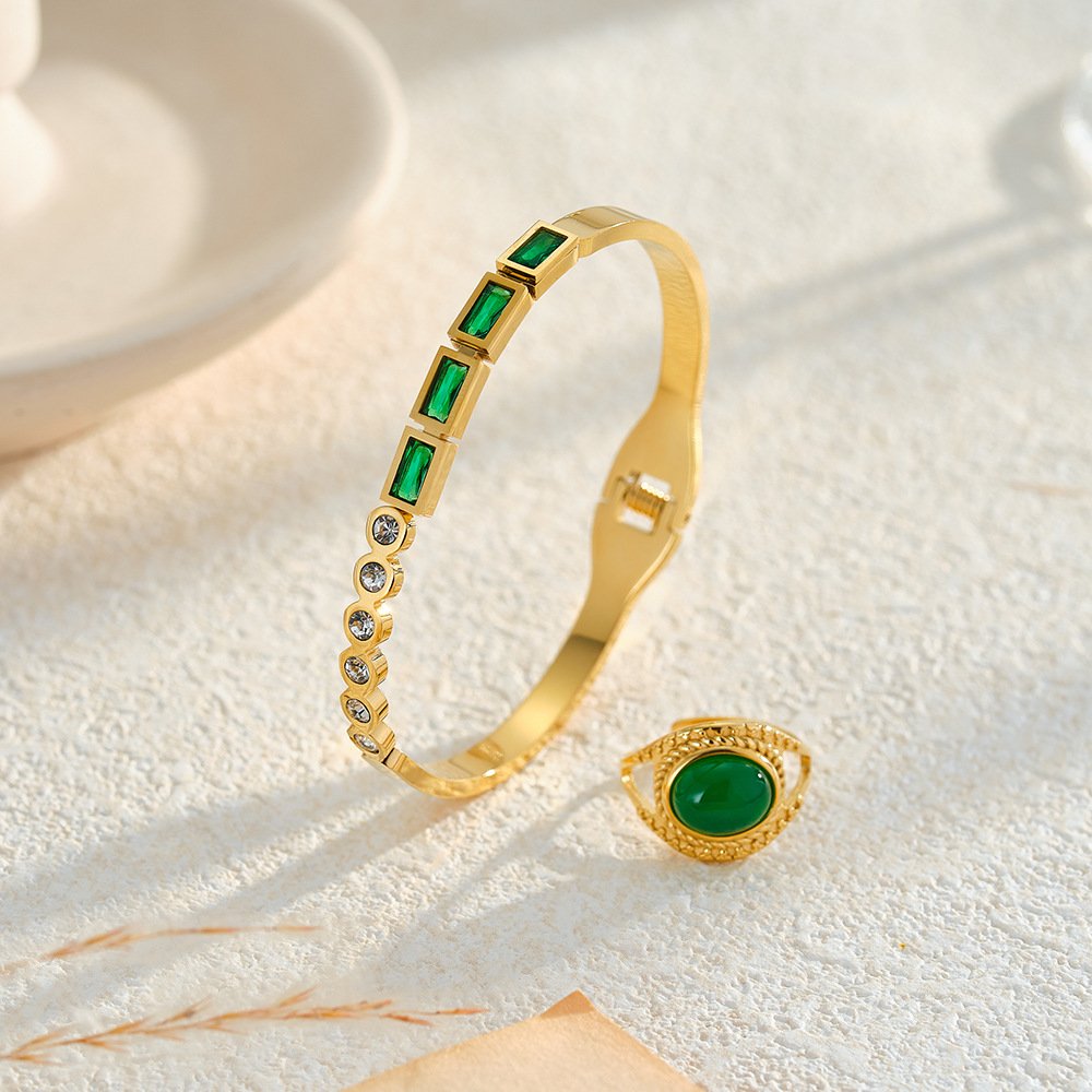 Stainless Steel CZ Geometric Open Jewelry Bracelet Wholesale product image