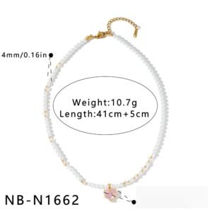 Stainless Steel Pearl CZ Heart Minimalist Necklace Wholesale product image