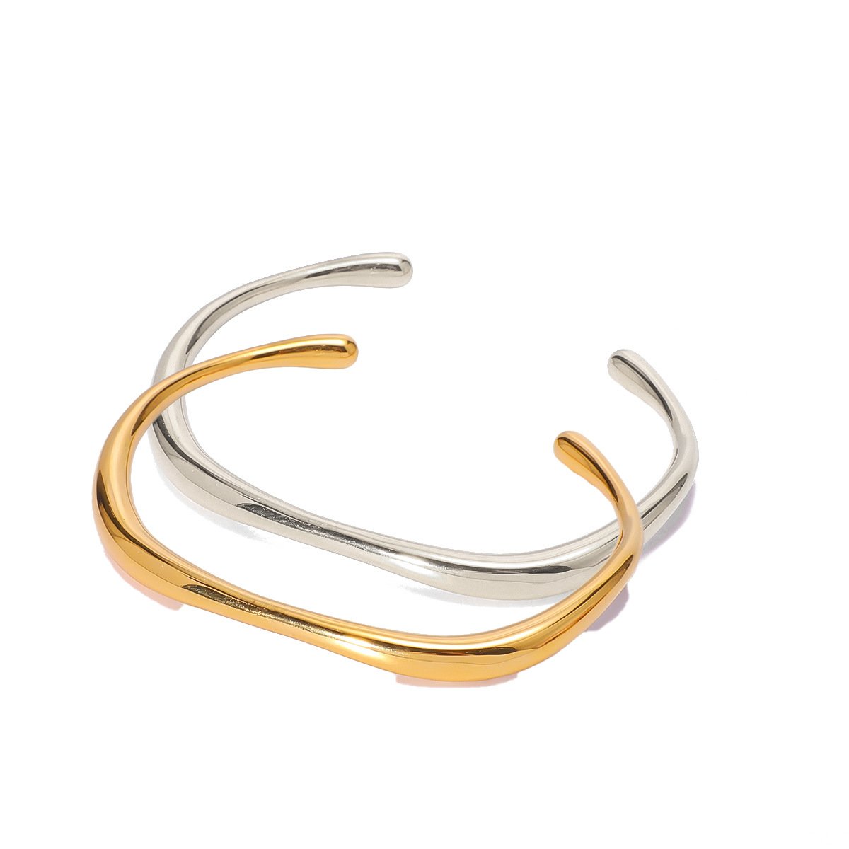Stainless Steel Irregular Minimalist Open Bangle Wholesale product image