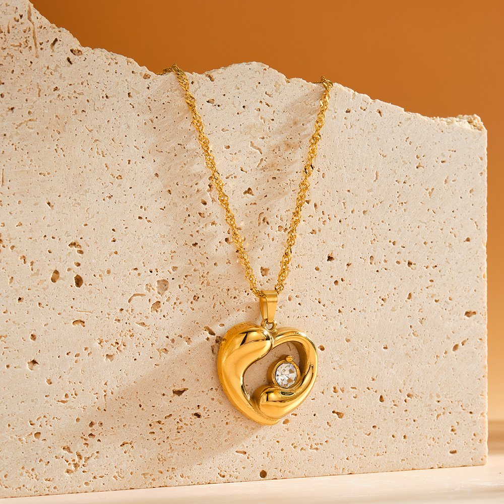 Stainless Steel CZ Heart Jewelry Pendant Wholesale product image