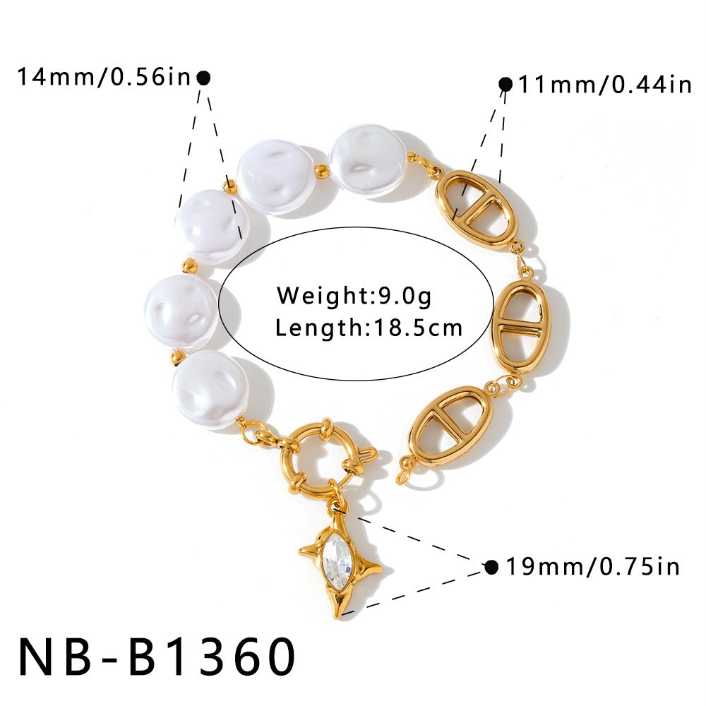 Stainless Steel Pearl CZ Minimalist Jewelry Bracelet Wholesale product image