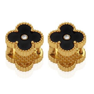 Stainless Steel CZ Clover Nail Earrings Wholesale product image