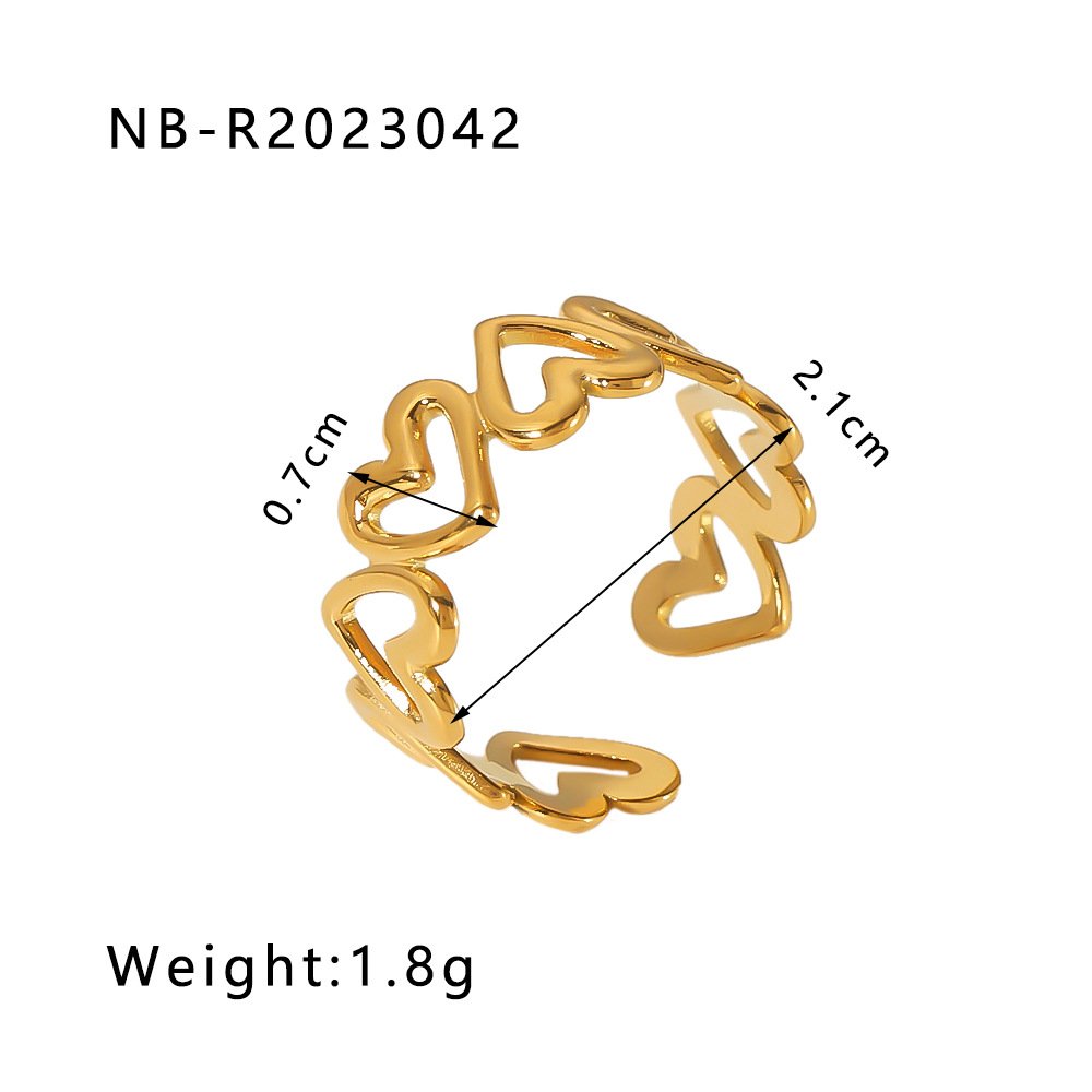 Stainless Steel Heart Geometric Minimalist Open Ring Wholesale product image