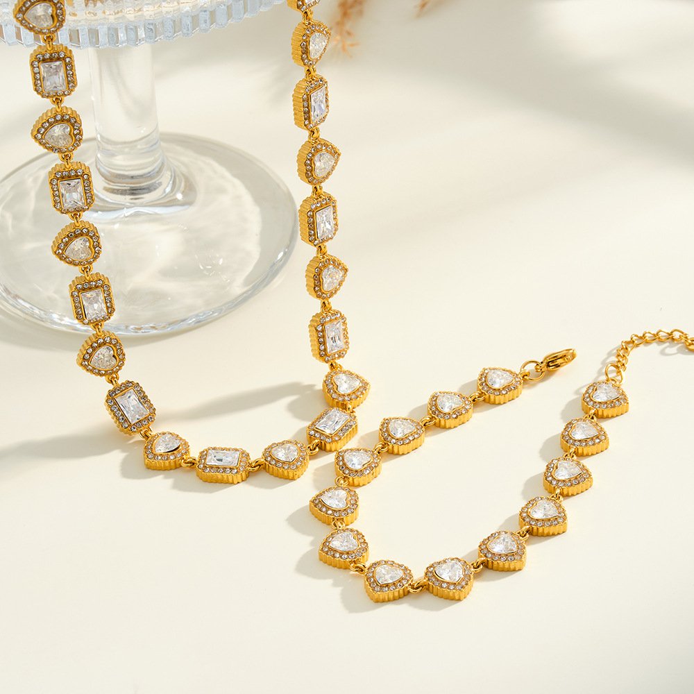 Stainless Steel CZ Heart Jewelry Necklace Wholesale product image
