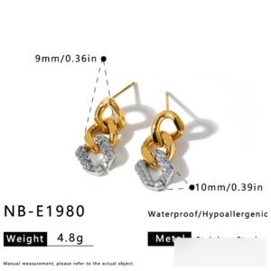 Stainless Steel CZ Geometric Irregular Minimalist Earrings Wholesale product image