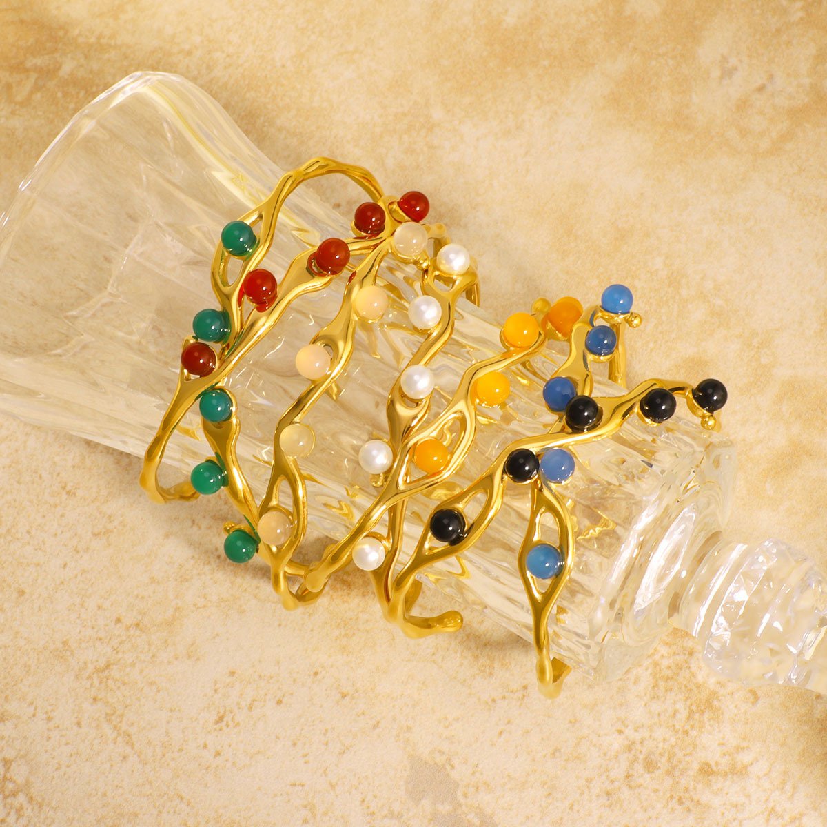 Stainless Steel Pearl Vintage Open Bangle Wholesale product image