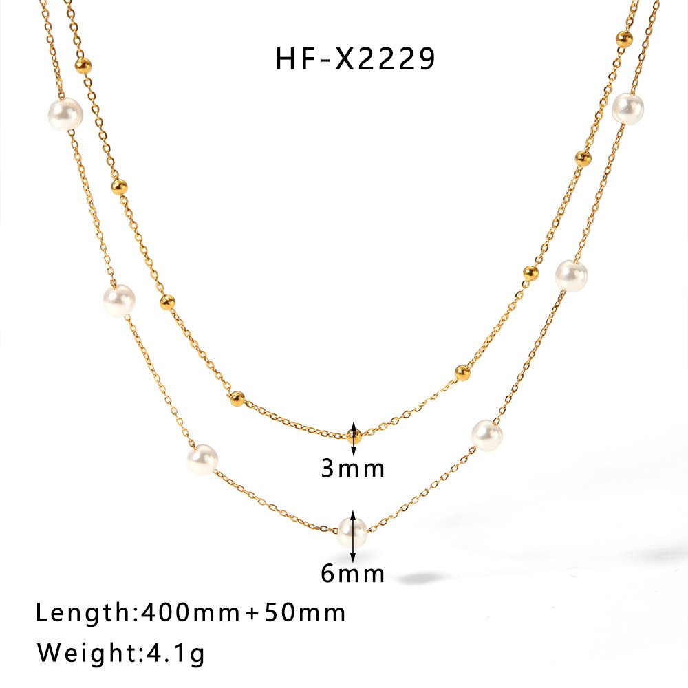 Stainless Steel Pearl Shell Heart Necklace Wholesale product image