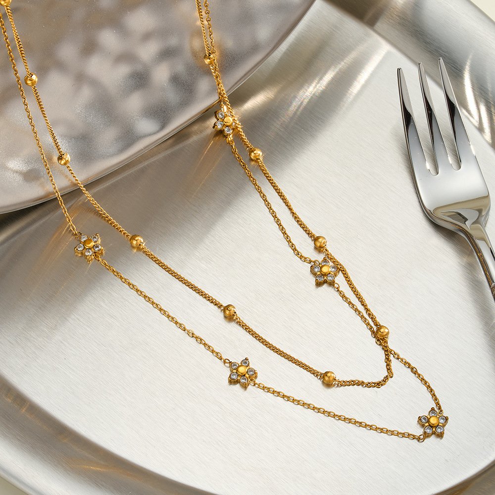 Stainless Steel CZ Flower Minimalist Necklace Wholesale product image