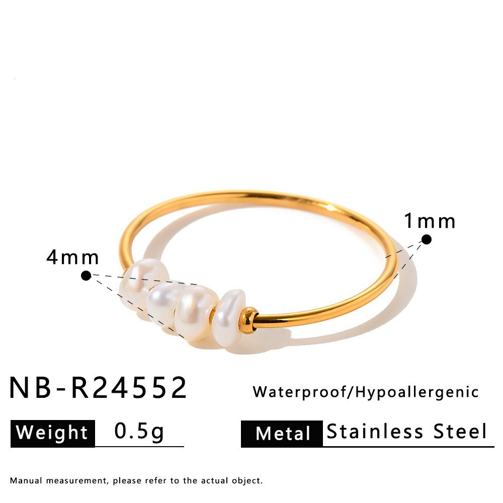 Stainless Steel Pearl Geometric Minimalist Ring Style DM5030026 Wholesale product image