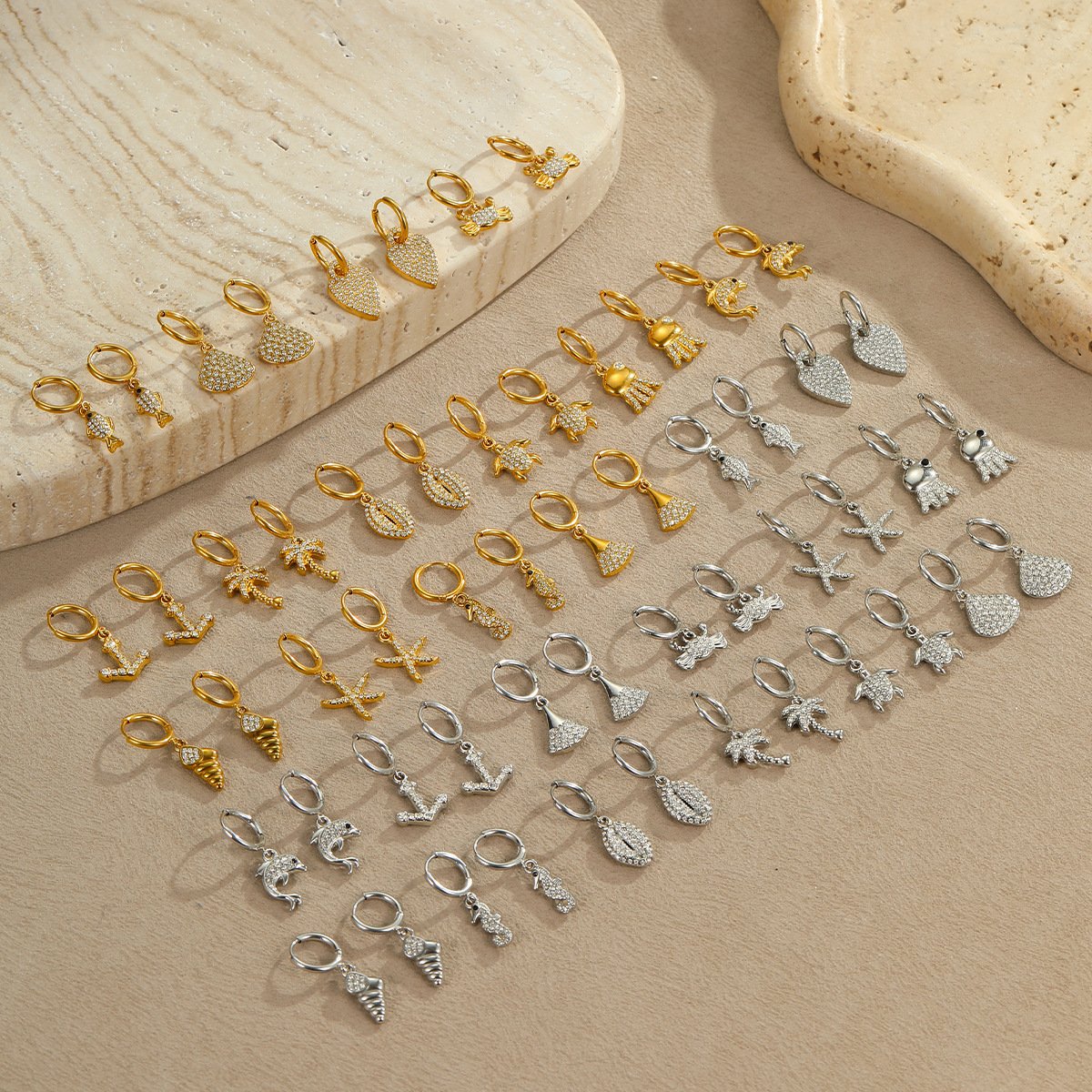CZ Shell Heart Earrings Wholesale product image