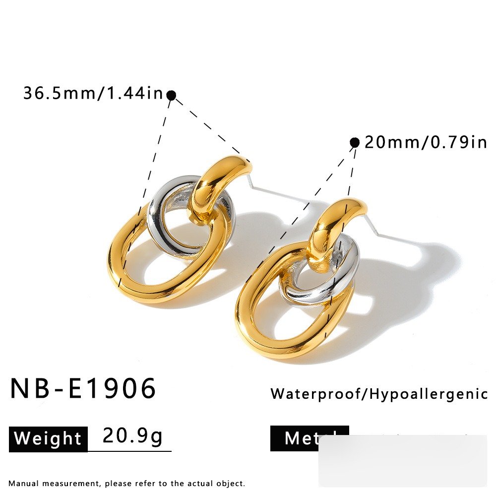 Stainless Steel Geometric Irregular Minimalist Hollow Earrings Wholesale product image