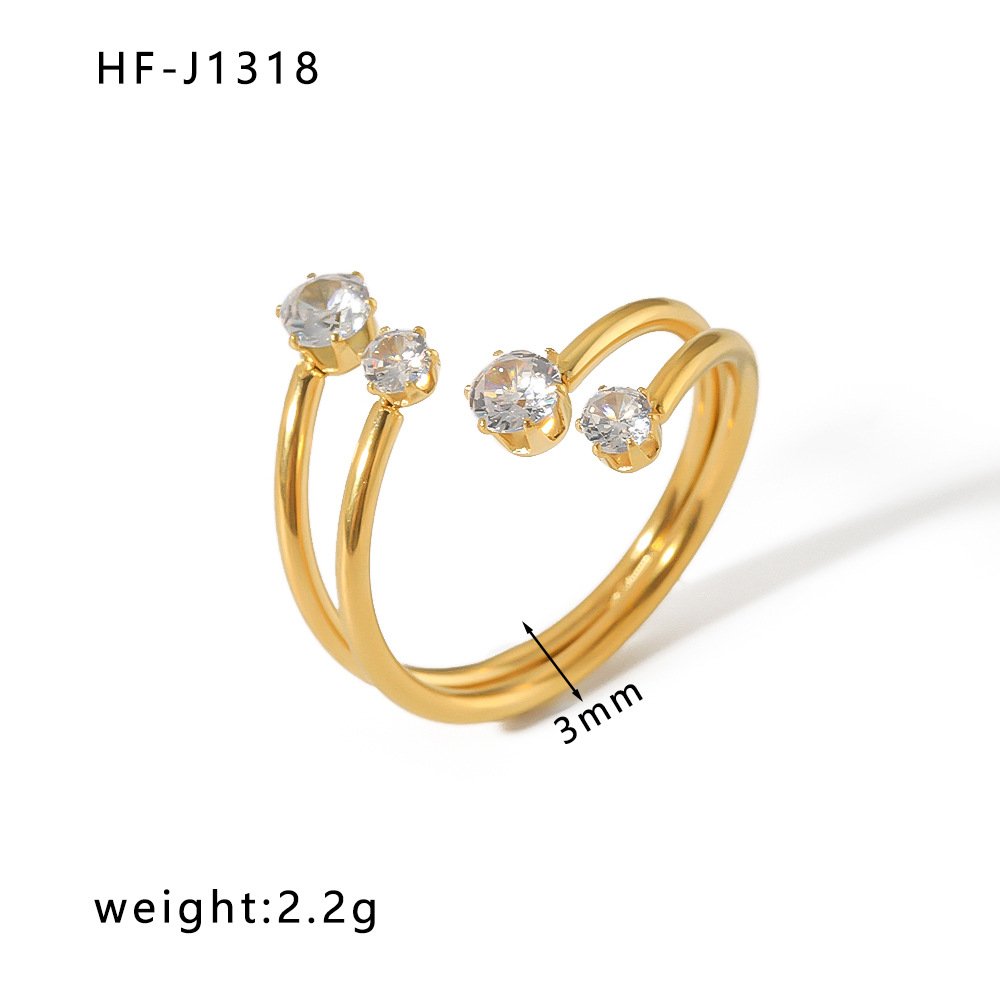 Stainless Steel CZ Vintage Enamel Open Ring Wholesale product image