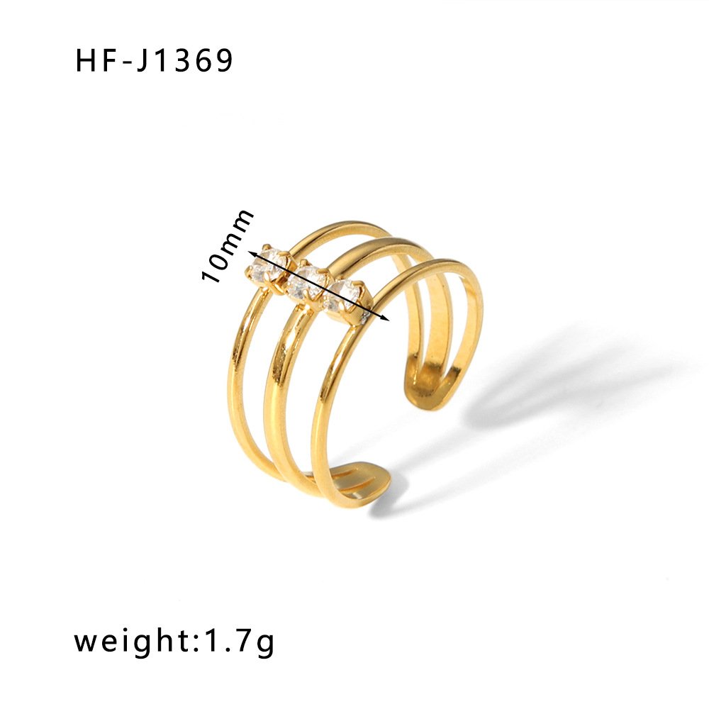 Stainless Steel CZ Vintage Enamel Open Ring Wholesale product image