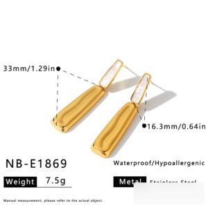 Stainless Steel White Shell Geometric Minimalist Earrings Wholesale product image