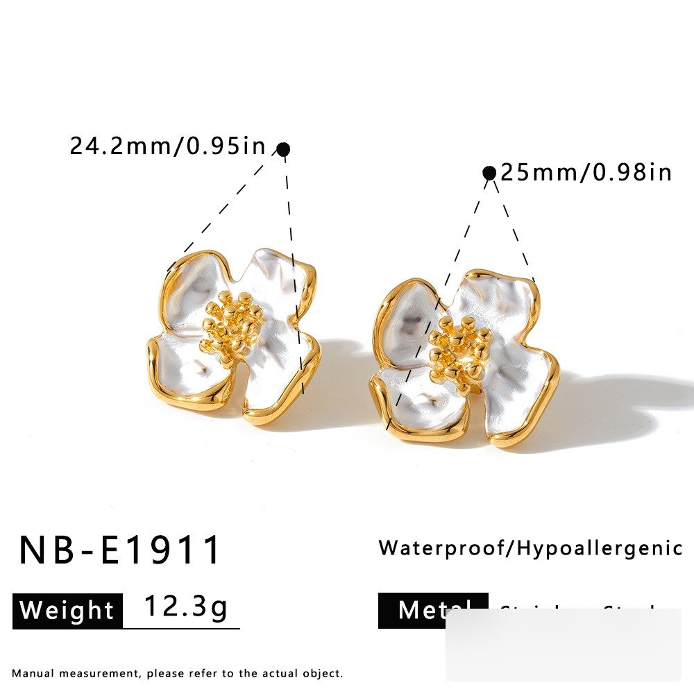 Stainless Steel Pearl Flower Vintage Minimalist Earrings Wholesale product image