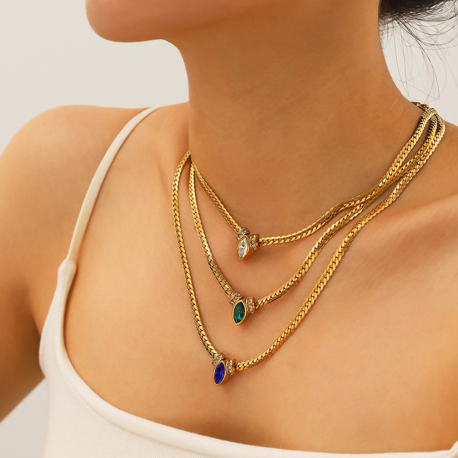 Stainless Steel CZ Snake Minimalist Jewelry Necklace Wholesale product image